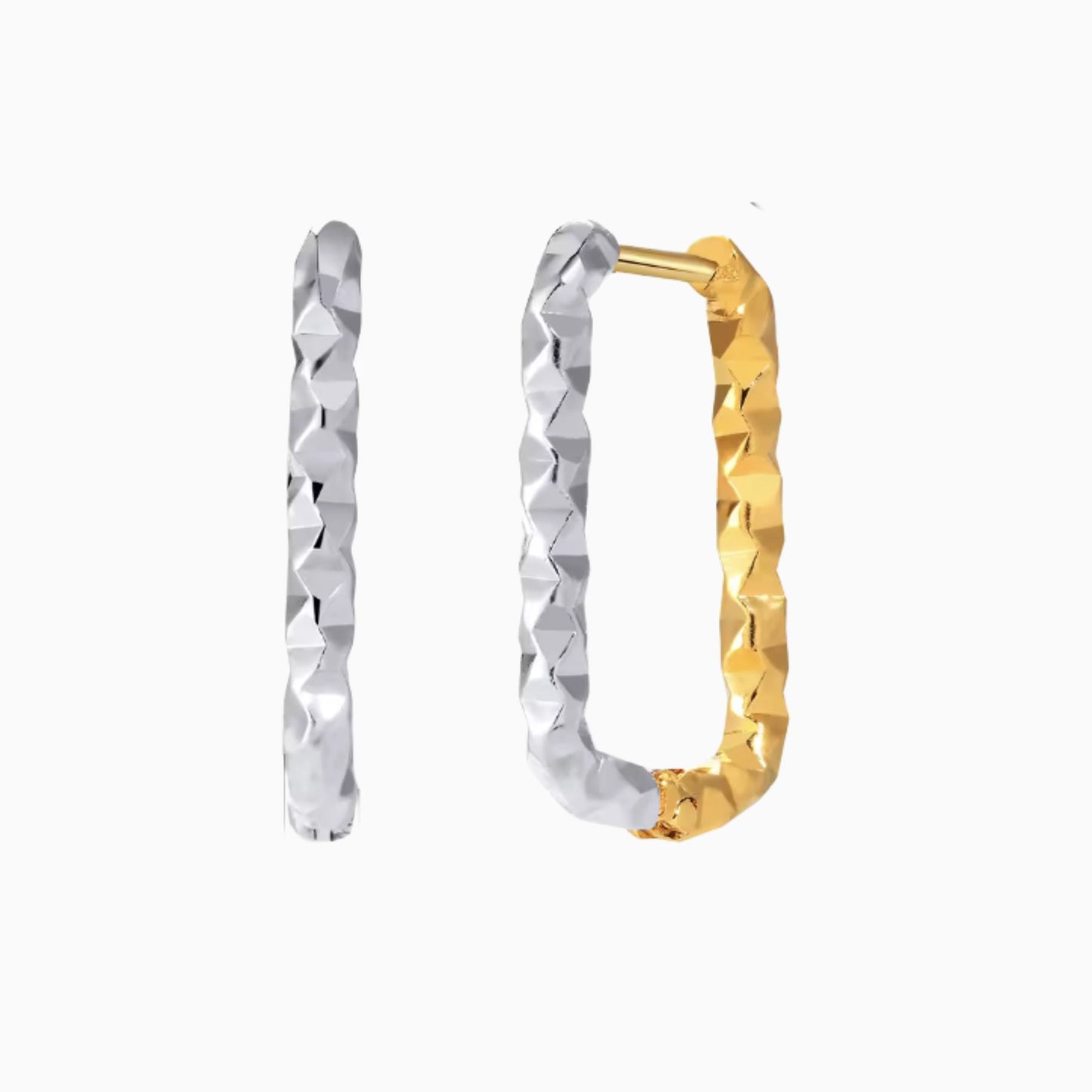 Bicolor Rectangular Hoop Earrings