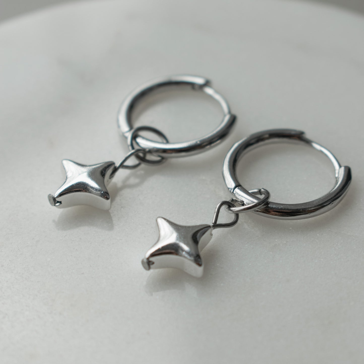 Hematite Star Hoops