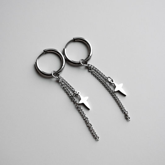 Star Chain Dangle Hoops