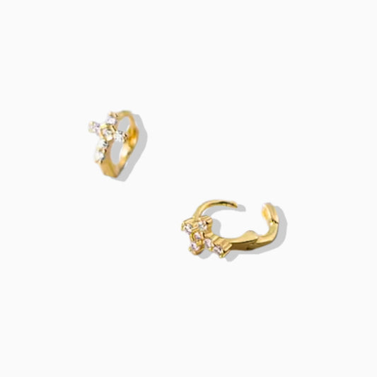 Tiny Cross Earring for Second or Third Earlobe Hole