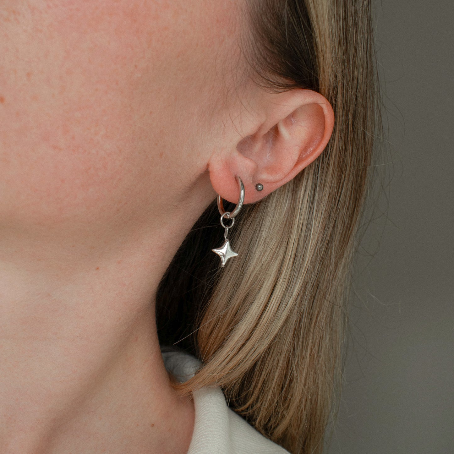 Hematite Star Hoops