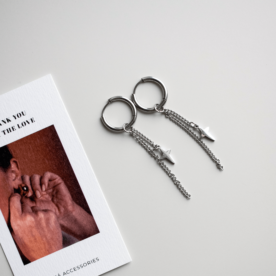 Star Chain Dangle Hoops