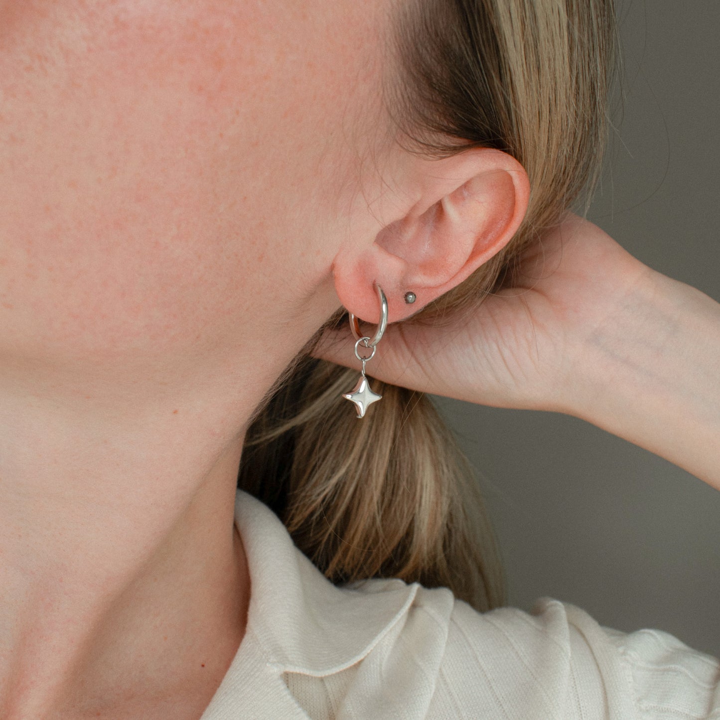 Hematite Star Hoops