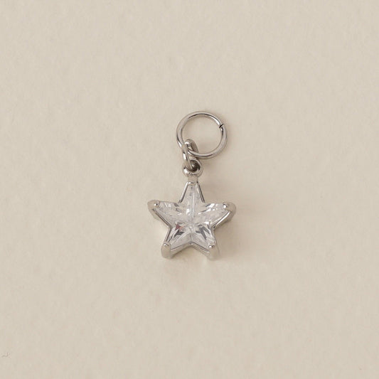 Silver Zircon Star Charm