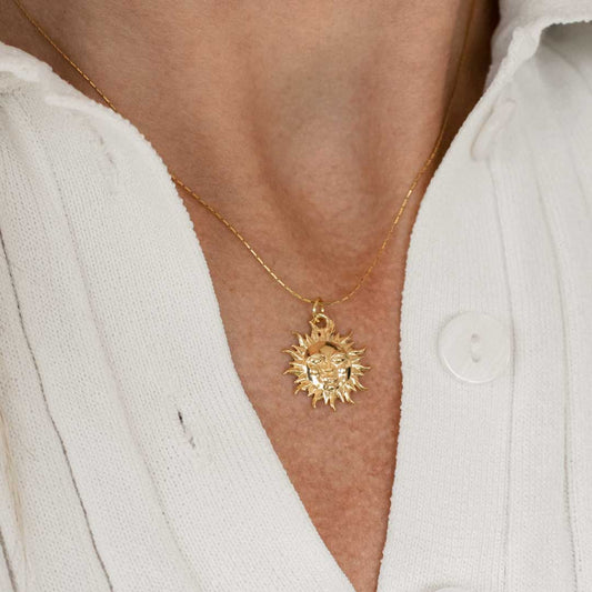 Gold-plated Sun Face Necklace