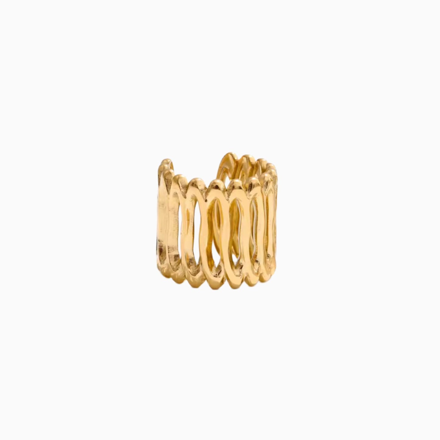 Organic Wavy Ear Cuff - Gold-Plated Stainless Steel