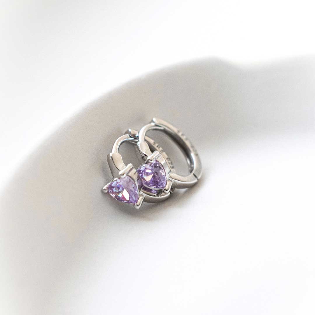 Heart Huggie Hoops